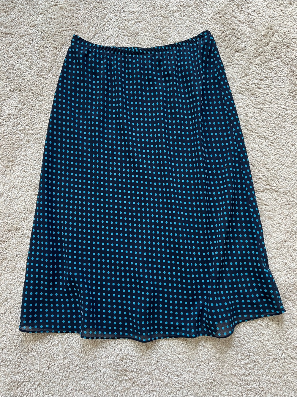 Vintage Perceptions Navy Blue Polka Dot Midi Skirt Retro Academia Small Whimsy